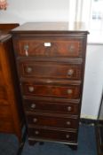 Mahogany Effect Inlaid Six Drawer Chest