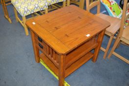 Oak Coffee Table with Drawers and Shelves