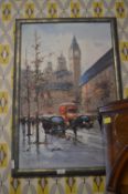 Oil on Board - London Street Scene