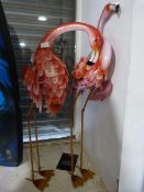 *Pair of Metal Flamingos