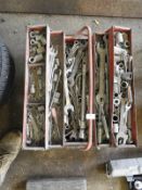 Red Cantilever Toolbox Containing Assorted Sockets, Combination and Open Ended Spanners