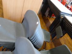 *Nine Child's Tubular Framed Grey Plastic Stackable Chairs and One Other