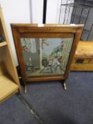 Wooden Framed Fire Screen with Tapestry Insert