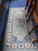 Small Blue & Pink Patterned Rug 4'11