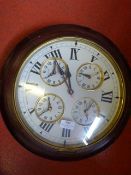 Round Wall Clock with Multiple Dials for European Countries