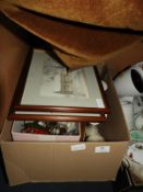 Box Containing Christmas Decorations, Candlesticks