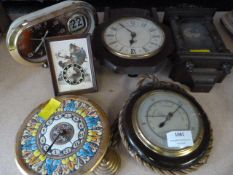 Barometer with Rope Surround and Five Assorted Clocks