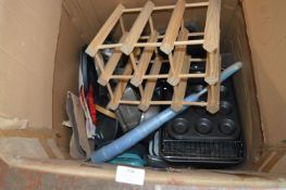 Large Box of Cake Tins, Baking Trays, Wine Rack, e