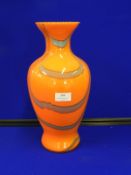 Large Orange Patterned Glass Vase
