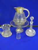 Cut Glass Cake Stand, Decanter, Jug, etc.