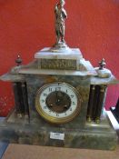 Green Marble & Gilt Mantel Clock