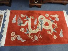 Red Rug with Chinese Dragon Motif 5'9