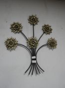 Floral Metal Wall Art in Gold & Black