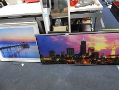 Two Modern Prints and a Mirror