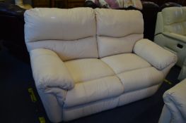 Cream Leather Two Seat Reclining Sofa