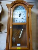 Contemporary Pine Wall Clock with Hunting Scene