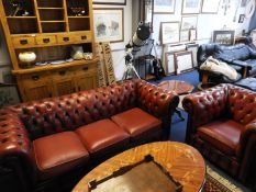 Oxblood Chesterfield Three Seat Sofa with Matching