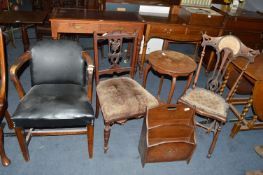 Victorian Chairs, Occasional Table and a Newspaper Rack