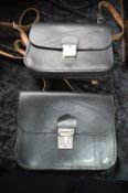 Two Small Black Leather Satchels