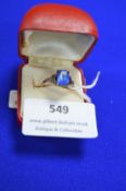 9k Gold Ring with Silver Setting and Blue Stone