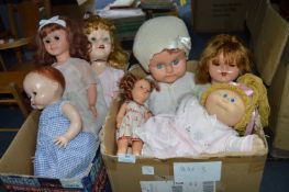 Two Boxes of Vintage Dolls Including Cabbage Patch etc. (some AF)