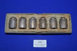 Cased Set of Six Miniature Sterling Silver Shakers by C. A Brown