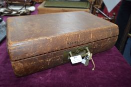 Leather Portable Writing Slop with Tooled Leather Interior