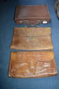 Crocodile Skin Handbag & Two Small Cases