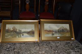 Pair of Gilt Framed Watercolour Riverscapes