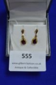 Pair of 9k Gold & Amethyst Earrings ~1.1g total