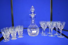 Stuart Crystal Decanter with Two Sets of Six Matching Glasses