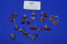 Ten Pairs of Baltic Amber Sterling Silver Earrings