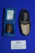 Two Silver Thimbles Incases - One Hallmarked Birmingham 1890, ~7.3g total
