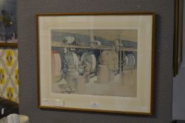 Framed Watercolour by F. Armstrong - The Old Mill, Ropery Street, Hull