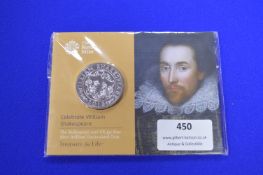 UK Shakespeare Fine Silver £50 Coin ~31g