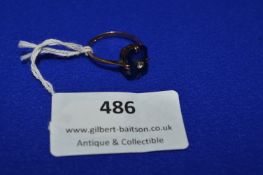 9k Rose Gold Ring with Blue Stone ~2.2g gross