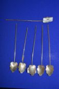 Six Mexican Silver Serving Spoons (AF)