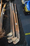 Six Hickory Shaft Golf Clubs