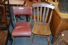 Metal Framed 1960's Chair and a Slat Back Kitchen Chair