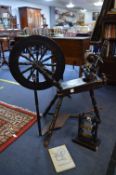 Ebonised Spinning Wheel with Matching Wool Winder