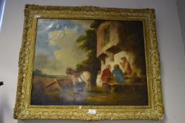 Framed Oil on Canvas Country Scene