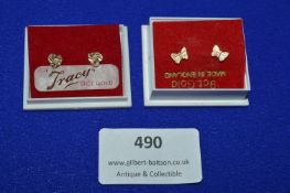Two Pairs of 9k Gold Stud Earrings