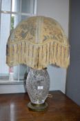 Cut Glass Table Lamp with Tasseled Shade