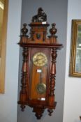 Edwardian Vienna Wall Clock in Oak & Mahogany