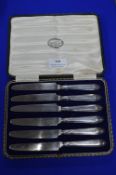 Cased Set of Six Hallmarked Sterling Silver Knives