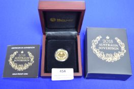 2018 Australia Perth Mint Gold Sovereign 22k 7.98g