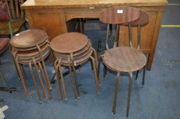 Three 1960's Stacking School Chairs, and Eleven Stools