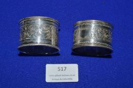 Two Hallmarked Sterling Silver Napkin Rings