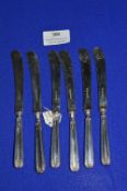 Set of Six Hallmarked Sterling Silver Handled Butter Knives - Sheffield 1918