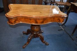 Victorian Figured Mahogany Tea Table with Tooled Leather Insert Top